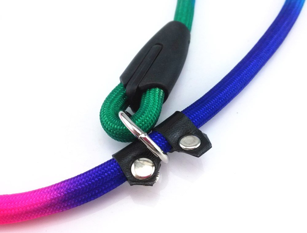 Yueton Rainbow Pet Dog Nylon Leash Adjustable Loop Slip Lead Rope