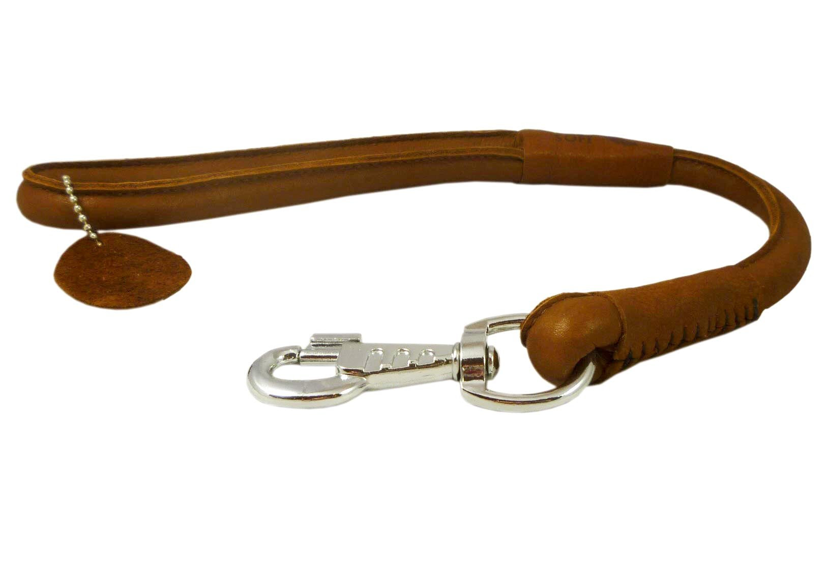 Brown Round Genuine Rolled Leather Dog Short Leash 20' Long 5/8' Wide Lead For Large Breeds