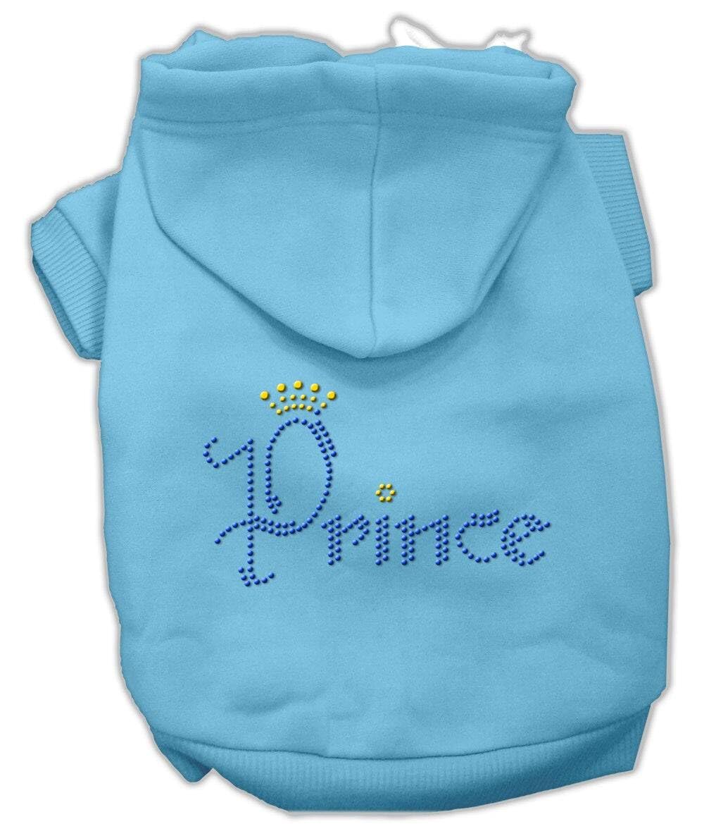 Pet, Dog & Cat Hoodie Rhinestone, Prince Baby Blue 2XL (20-25 lbs.)