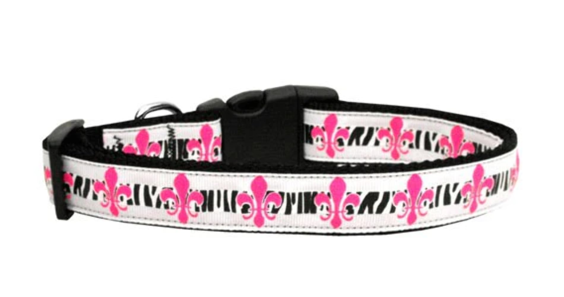Pet Dog & Cat Nylon Collar or Leash, Pink Fleur De Lis 1" w x 4 ft. leash