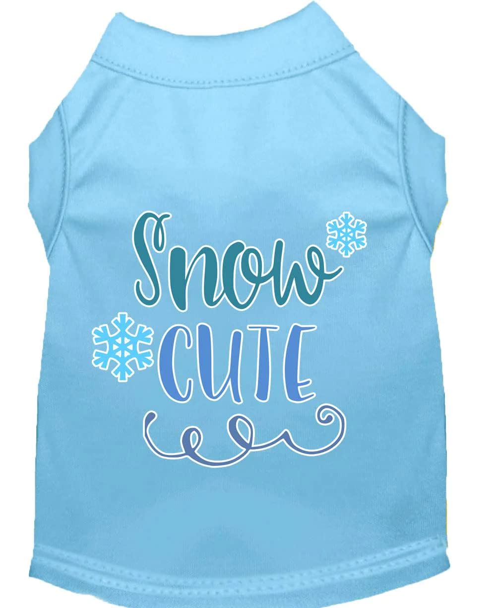 Christmas Pet Dog & Cat Shirt Screen Printed, "Snow Cute" Baby Blue 3XL (25-35 lbs.)