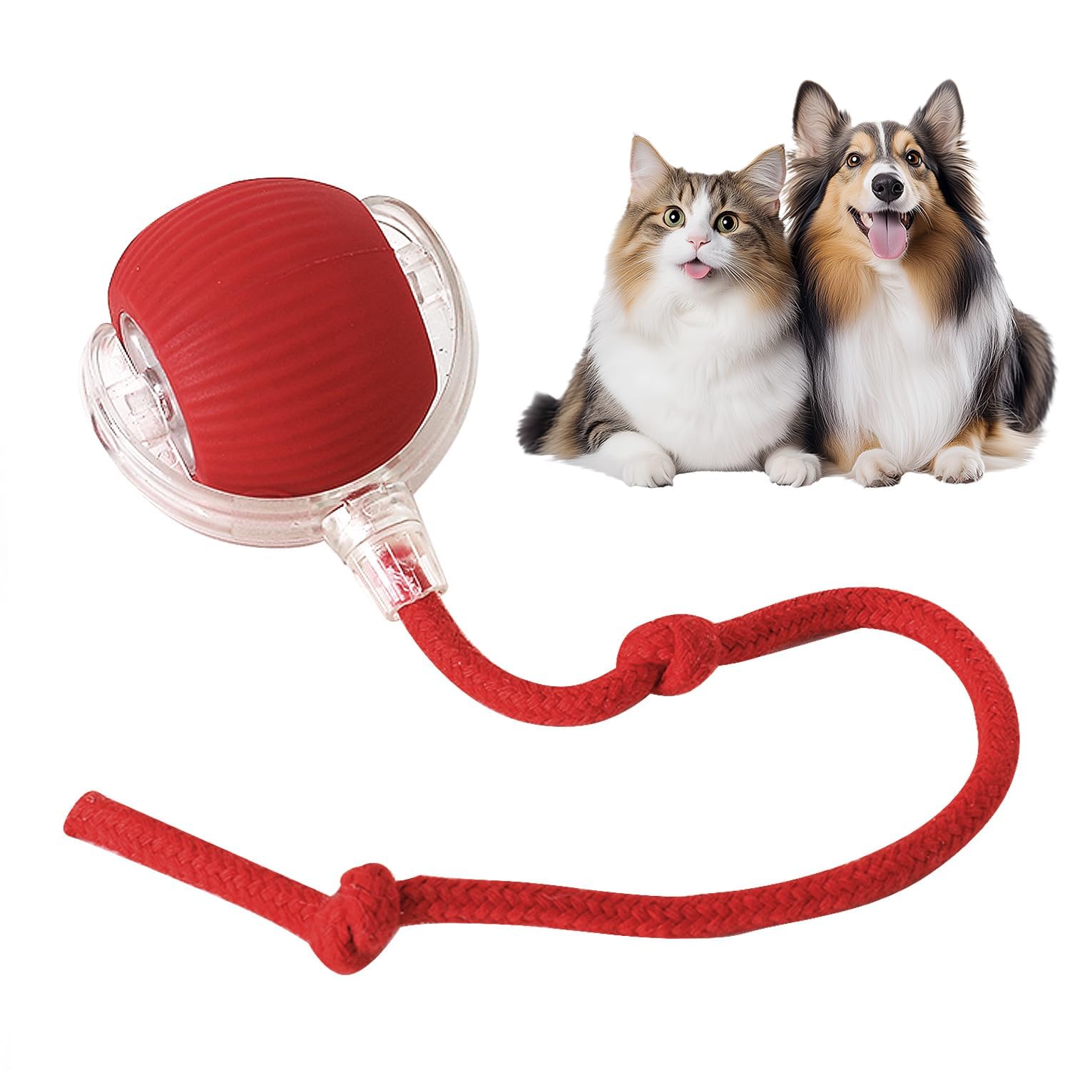 Neysxyu Interactive Dog & Cat Electric Active Toys - Smart Rolling Ball For Dogs & Cats, Rechargeable (Red)