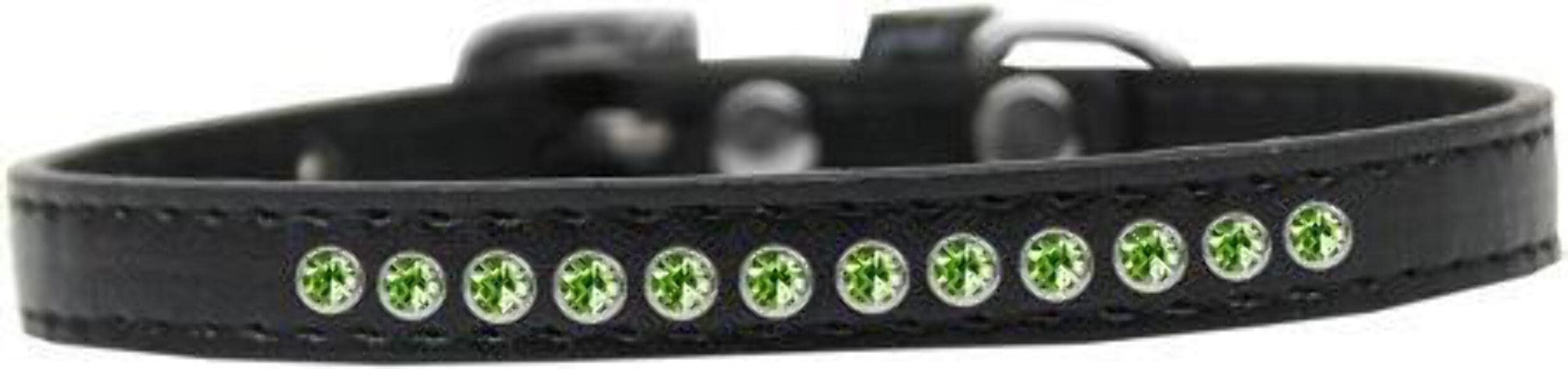 Mirage Pet Products Lime Green Crystal Black Puppy Dog Collar, Size 14