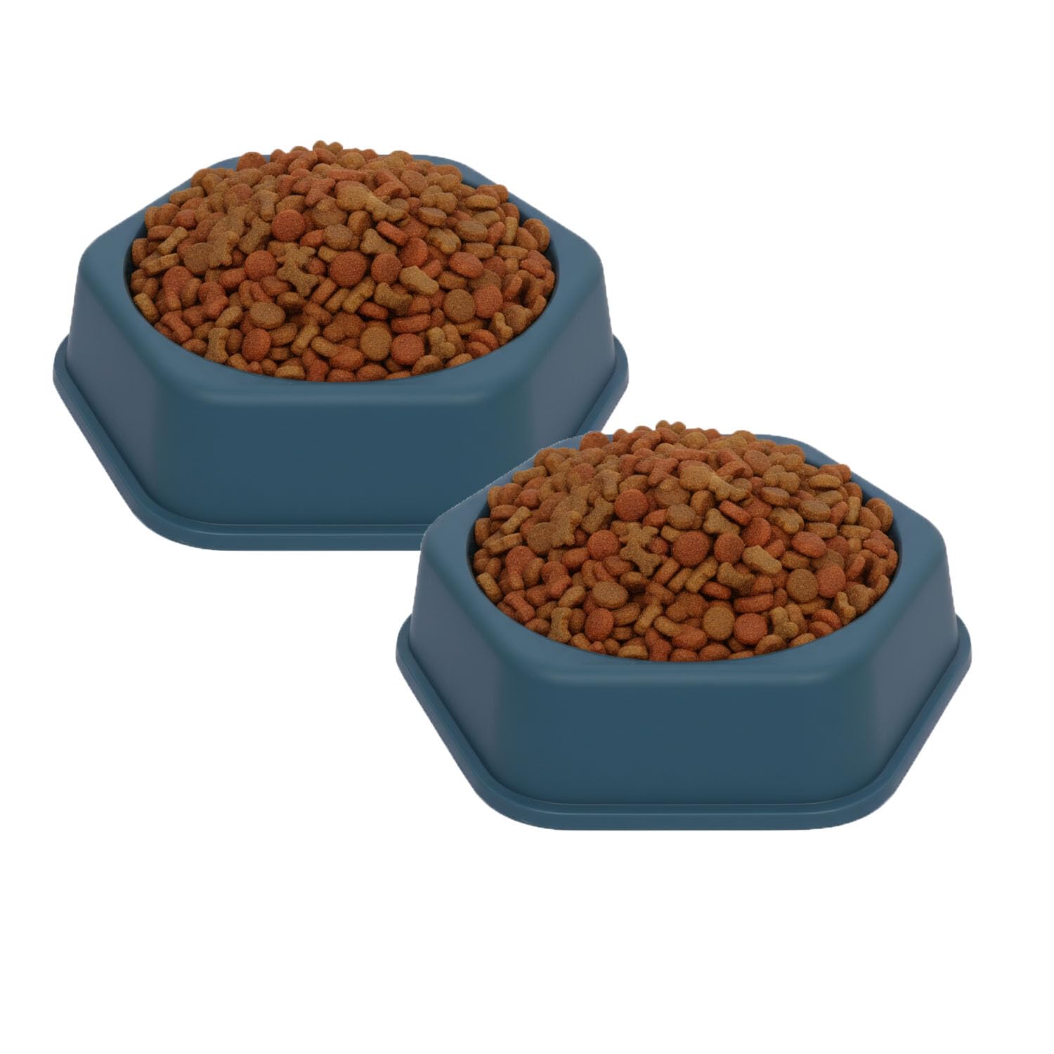 Durable Plastic Pet Food And Water Bowl | NonSlip Geometric Design Feeding Dish For Dogs & Cats | Lightweight, Easy To Clean Pe