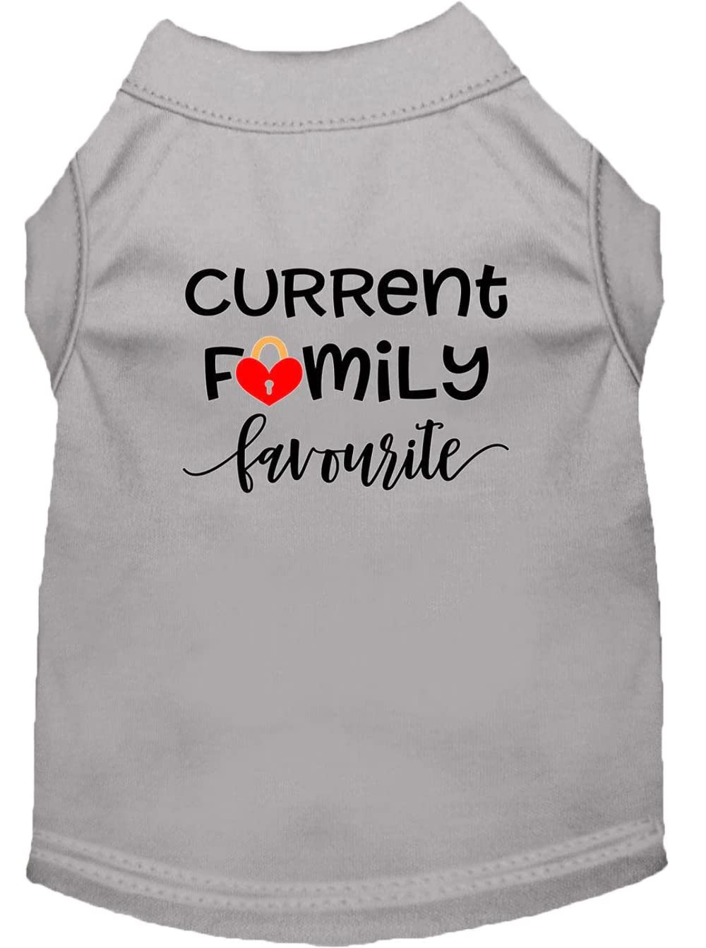 Pet Dog & Cat Shirt Screen Printed, "Current Family Favorite" Gray 3XL (25-35 lbs.)
