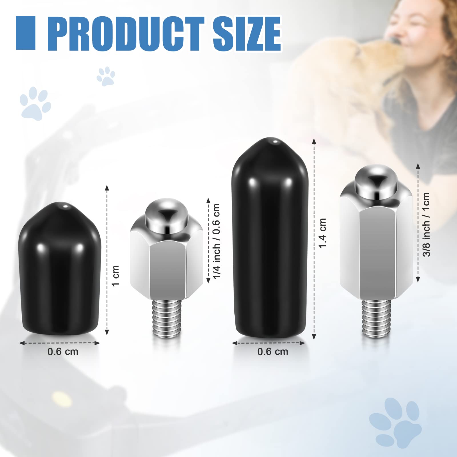 12 Pcs Extra Contact Points Replacement Part for Dog Training Collars Pet Shock Collar Replacement Prongs with Conductive Rubber