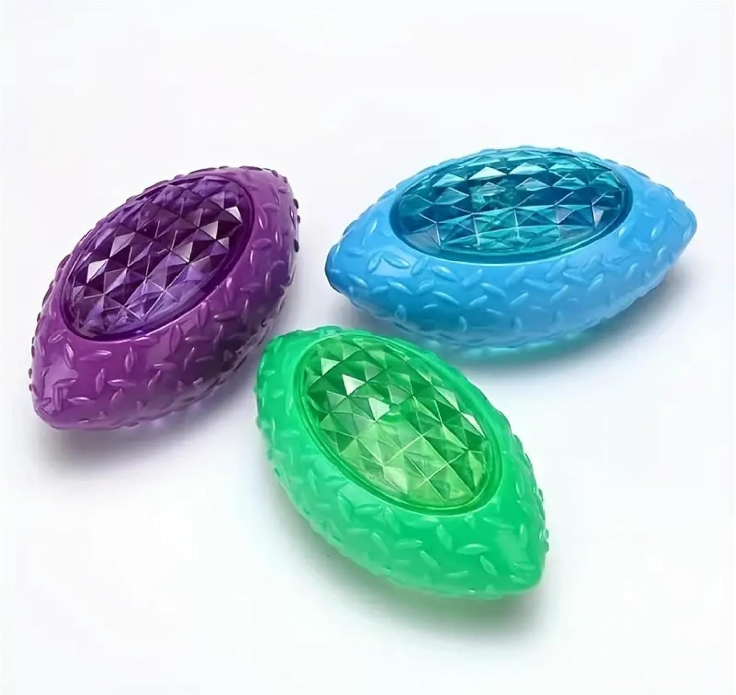PremiumAV Dog Puppy Rubber Rugby Ball  LED Light Up Bouncy Ball with Sound, Durable Interactive Chew & Fetch Toy for Small to M