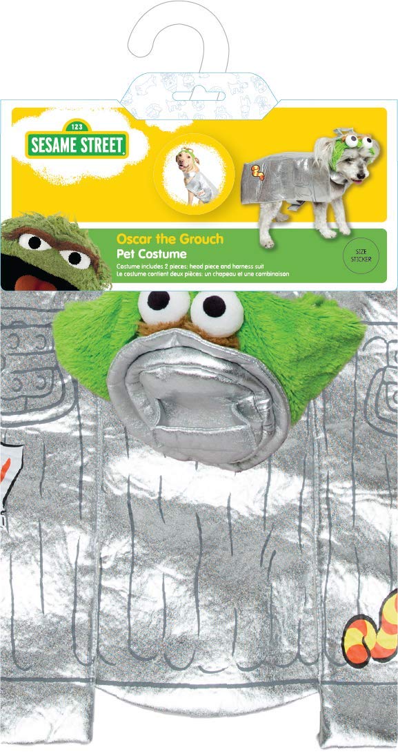 PET KREWE Large Oscar The Grouch Dog Costume - Silver X-Large for Halloween, Christmas, Parties - Fits Small to Extra Large Pets