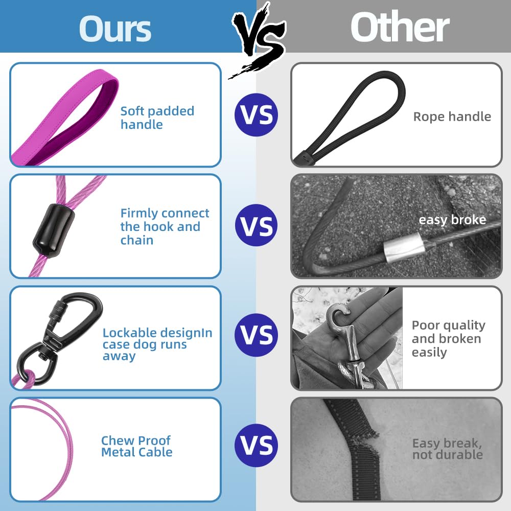 Miao Chuai Dog Leash Heavy Duty,4/6Ft Chew Proof Metal Cable For Large Dogs And Puppies Teething,Leashes With Padded Handle - Id
