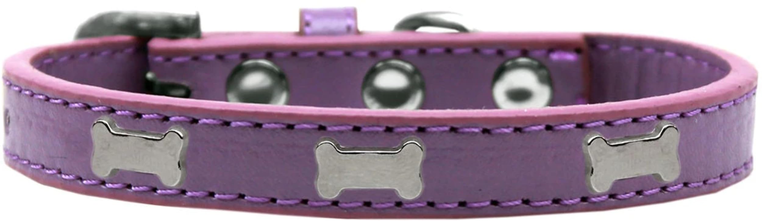 Dog, Puppy & Pet Widget Fashion Collar, Silver Bone Red 20