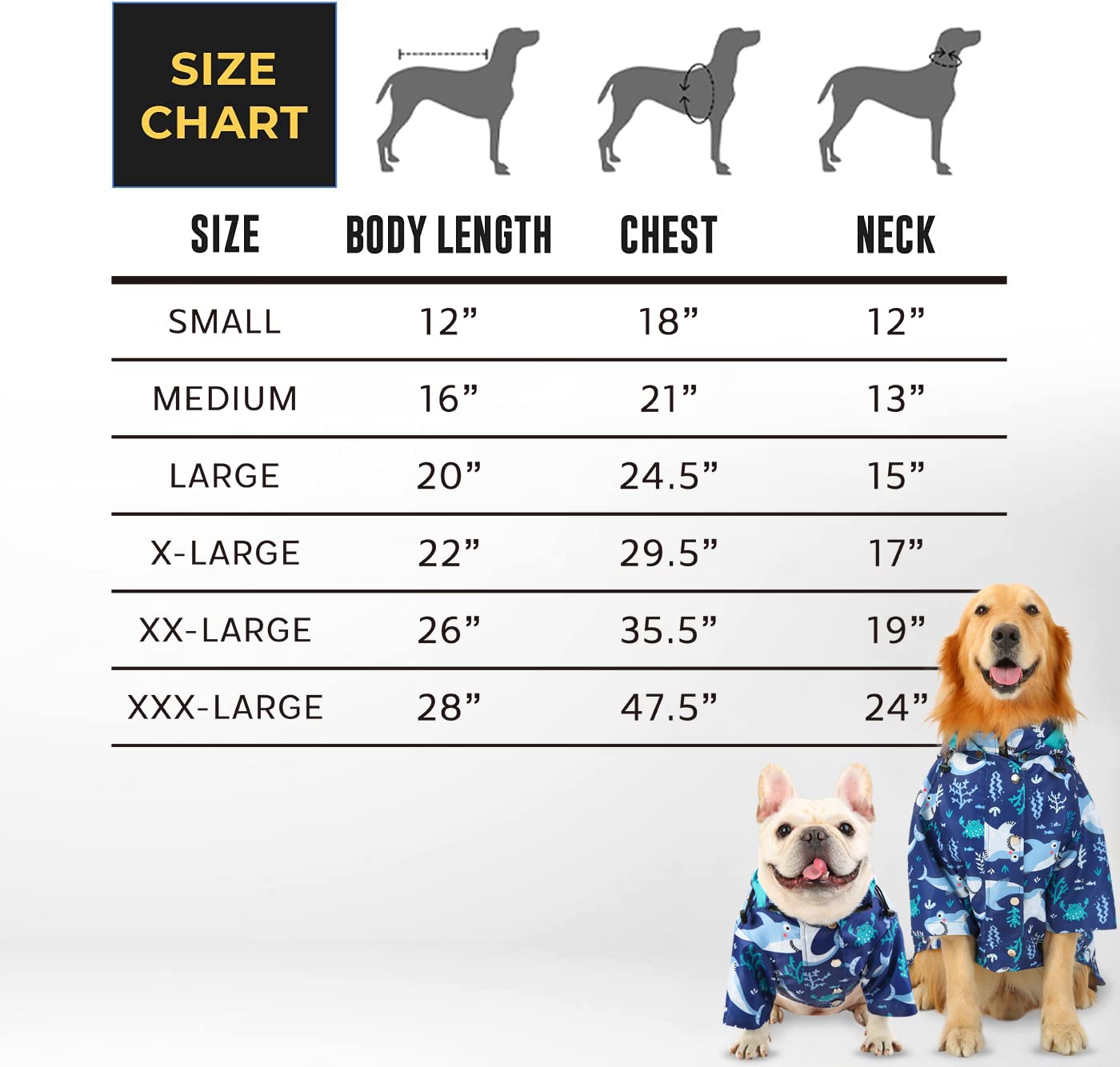Hde Dog Raincoat Double Layer Zip Rain Jacket With Hood For Small To Large Dogs Sharks - Xl