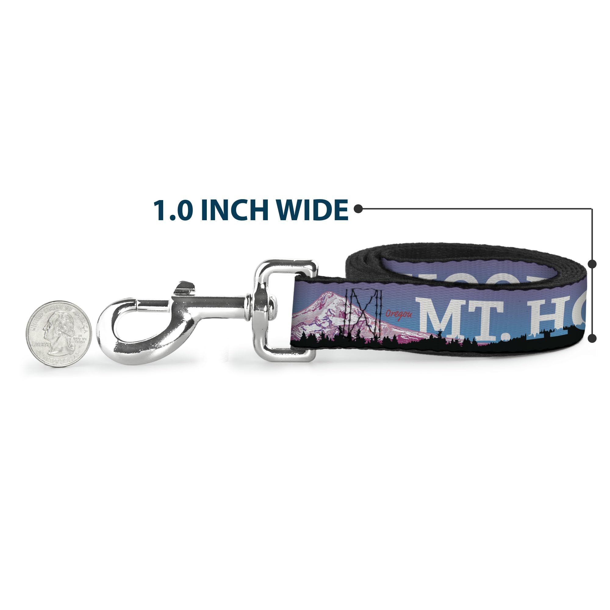 Dog Leash Oregon Mt Hood Scenery Blues Purples Black White 6 Feet Long 1.5 Inch Wide