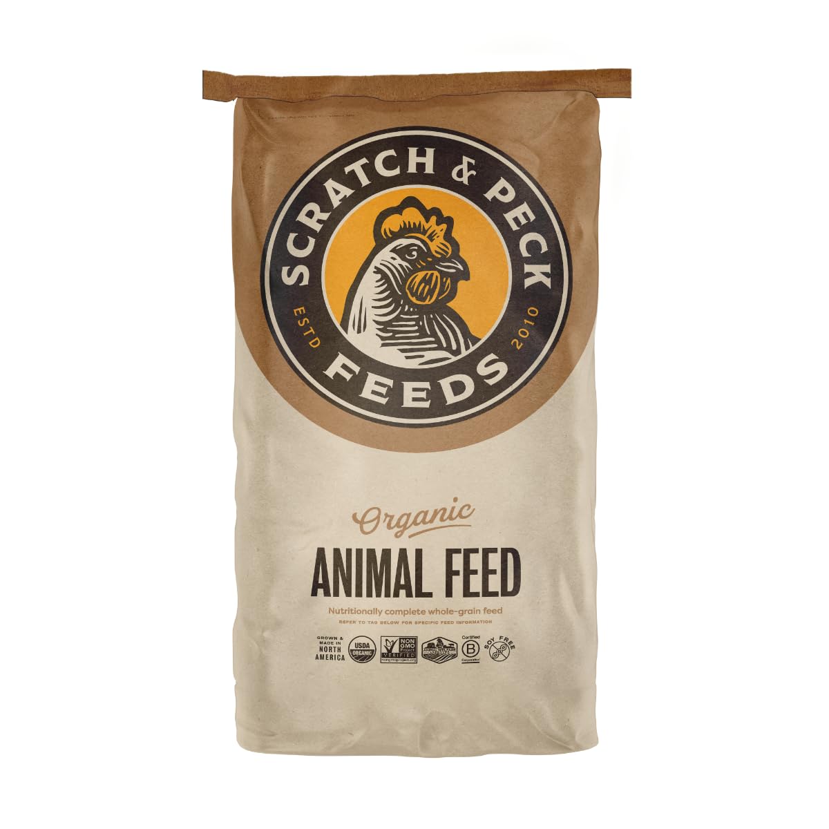 Scratch and Peck Feeds Whole Grain Layer Mash + Corn Chicken and Duck Feed - 40 lbs Bag - Soy-Free - 16% Protein, Certified Orga