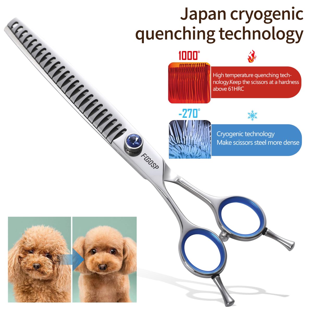 Chunkers Dog Grooming Scissors Left Handed 7.5'' Professional Thinning Shears For Dogs Pet Grooming Scissors Chunkers Shears Dog