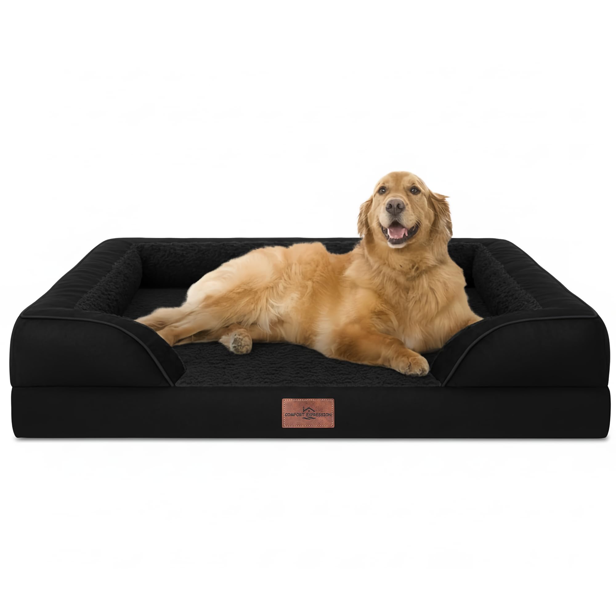 Comfort Expression Orthopedic Dog Bed for Extra Large Dogs 42x30 Inch, Waterproof Supportive Egg Crate Foam XL Pet Bed with Remo
