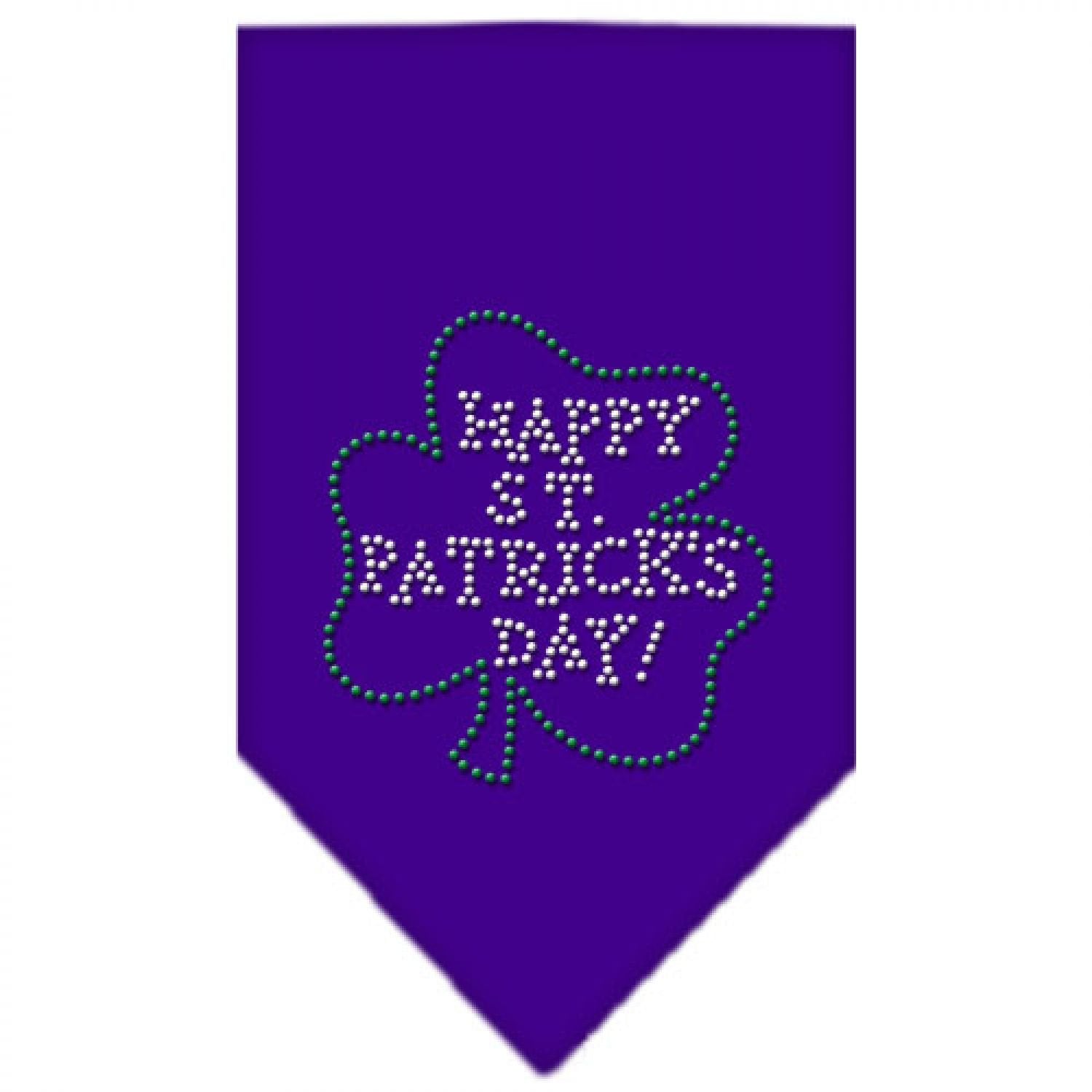 Mirage Pet Products Happy St. Patricks Day Rhinestone Bandana, Large, Purple