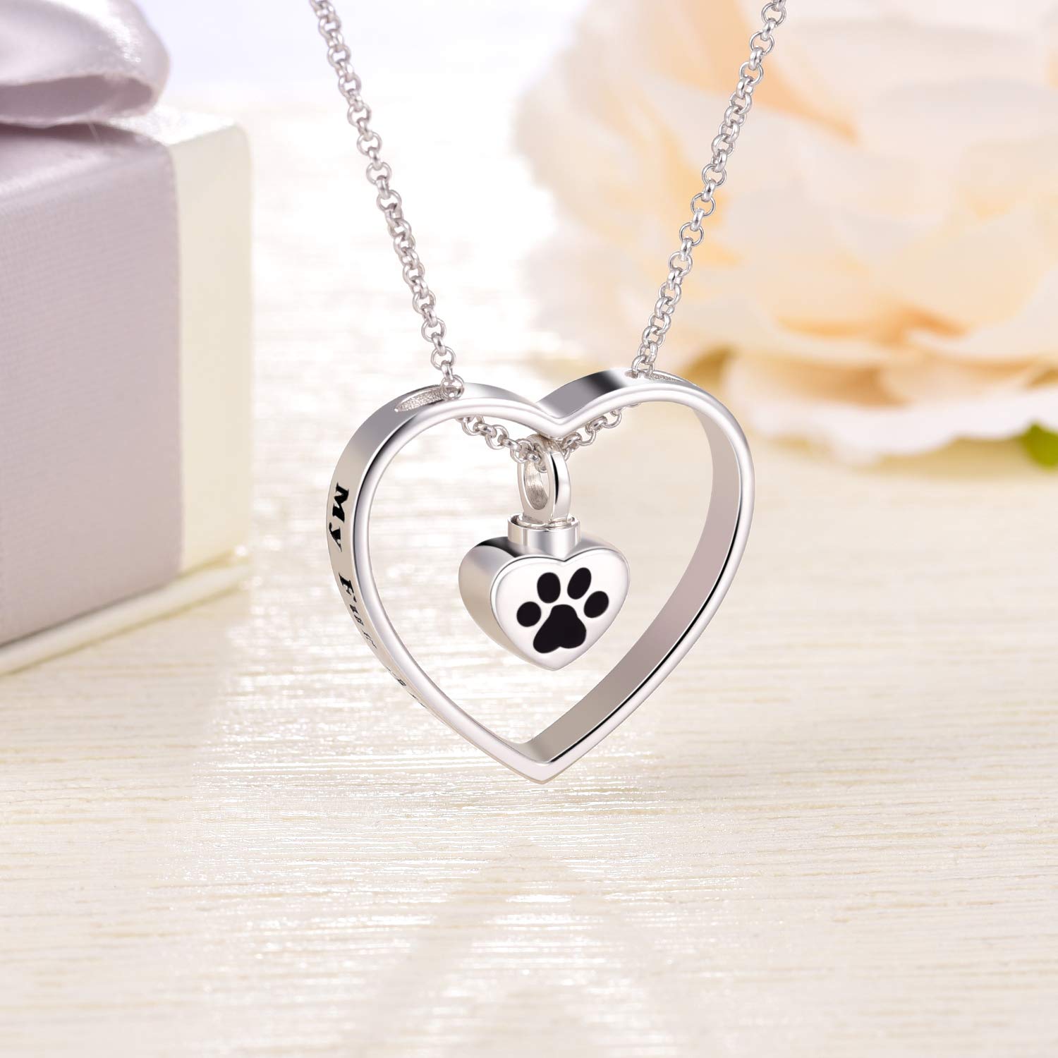 Jxjl Memorial Heart Cremation Urn Necklace For Ashes Keepsake S925 Sterling Silver Eternity Circle Pendant Necklace Of Pets Cats Dogs Cremation Ashes