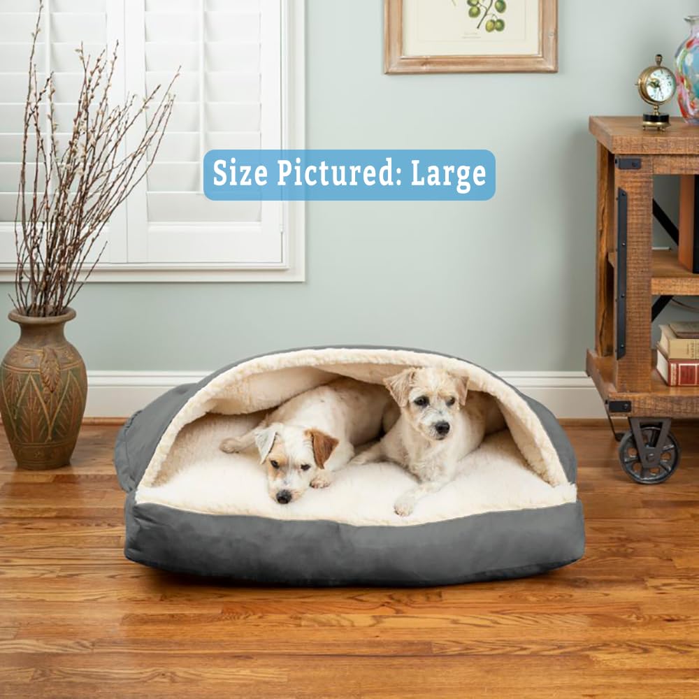 Snoozer Pet Products Luxury Rectangle Cozy Cave Dog Bed With Microsuede, Medium, Camel