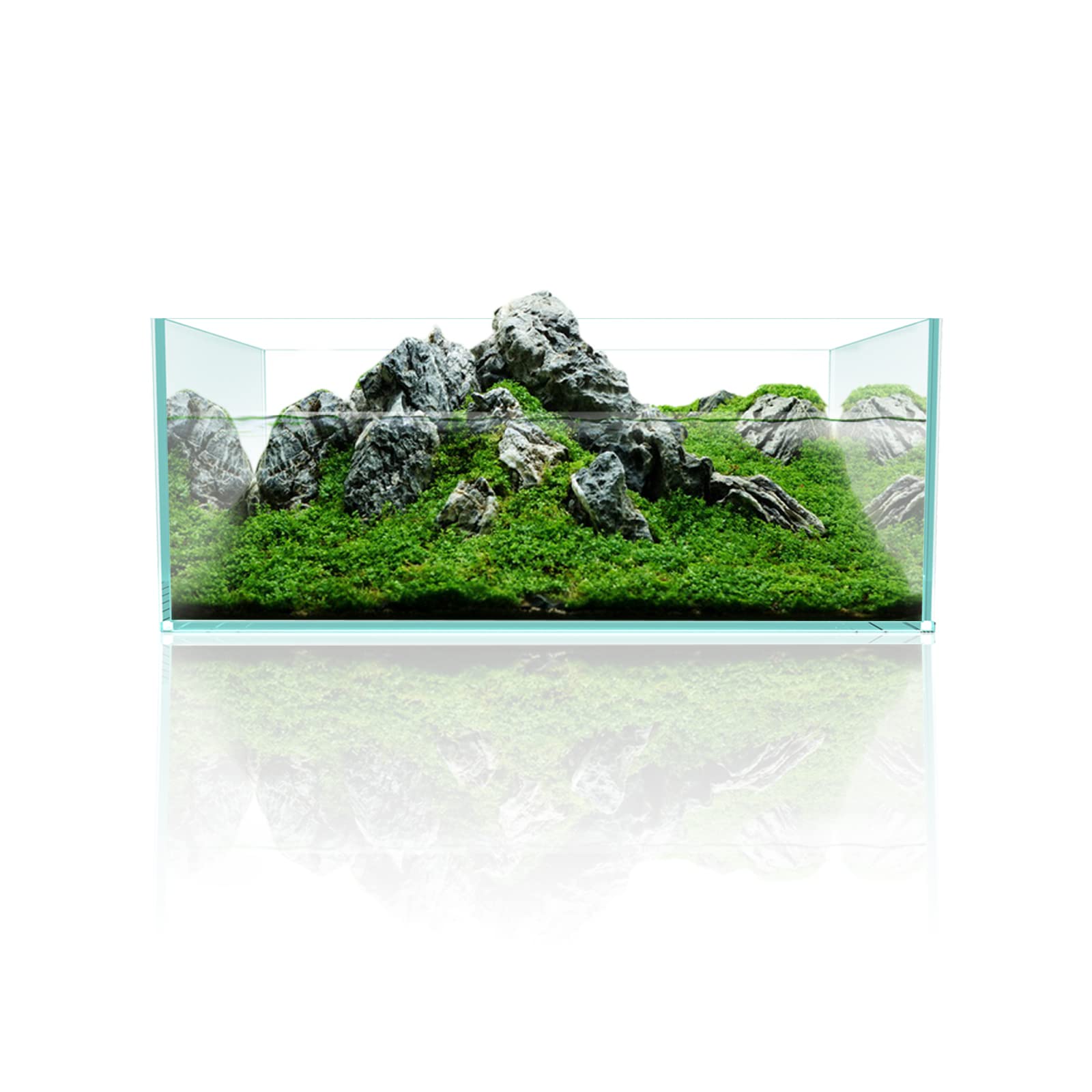 Fzone 6.4 Gal Shallow Rimless Low Iron Fish Tank Nova Clear Ultra-White 45 Mitered Edges Translucent Glass Anata Series Aquarium