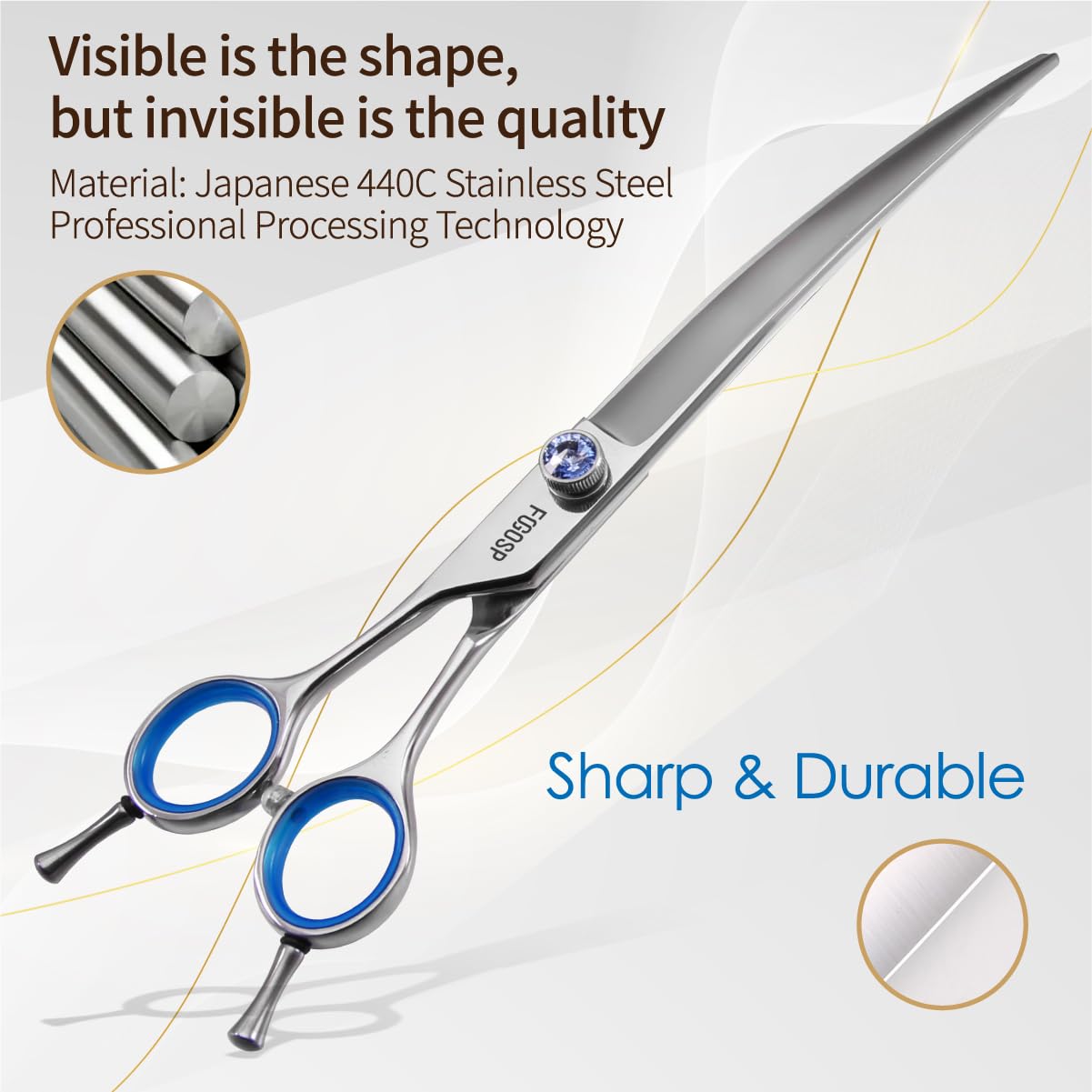 Left Handed Curved Scissors For Dog Grooming Professional 8 Inch Long Downward Curved Shears Dog Grooming For Poodle Large Dog P