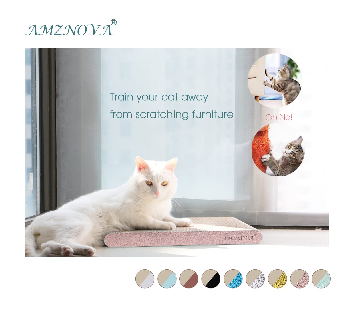 Amznova Cat Scratcher, Scratching Pad, Durable Recyclable Cardboard With Catnip, Extra Wide, Glitter Rose Gold