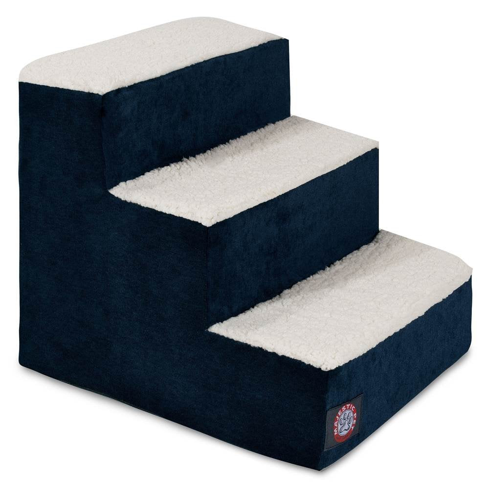 3 Step Portable Pet Stairs By Majestic Pet Products Villa Navy Blue Steps for Cats and Dogs