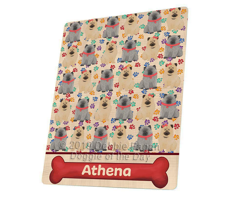 Rainbow Paw Print Keeshond Dogs Blanket  Multicolor Fluffy Warm Soft Fleece, Sherpa & Tasseled Woven Durable Blanket for Bed BL