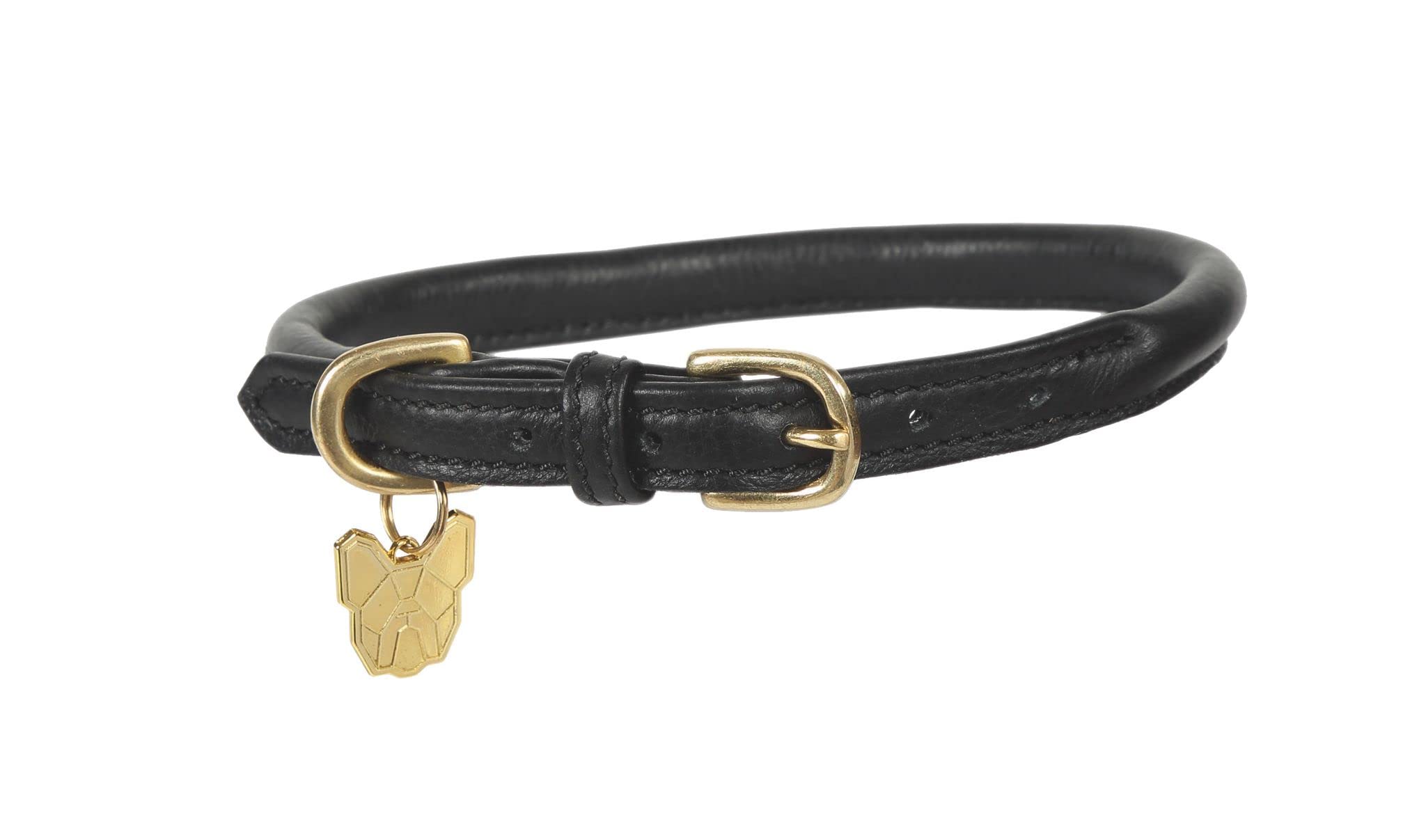 Digby & Fox Rolled Leather Dog Collar (Xx-Small, Black)