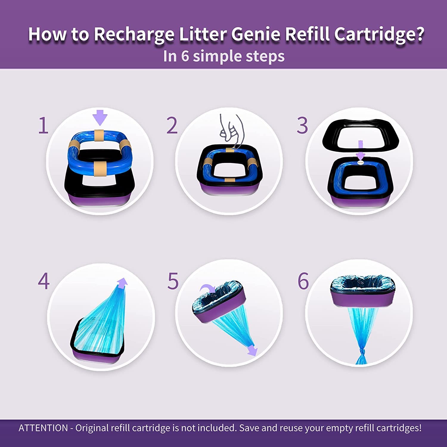 Glomire Litter Refills - 9 Pack Compatible with Litter Refill Cartridge, Durable Plastic