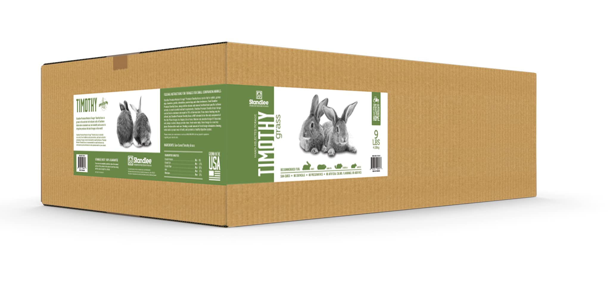 PremiYum Standlee Western Timothy Grass Hay Small Animal Feed for Rabbits, Guinea Pigs, and Chinchillas, 9 lb. Box