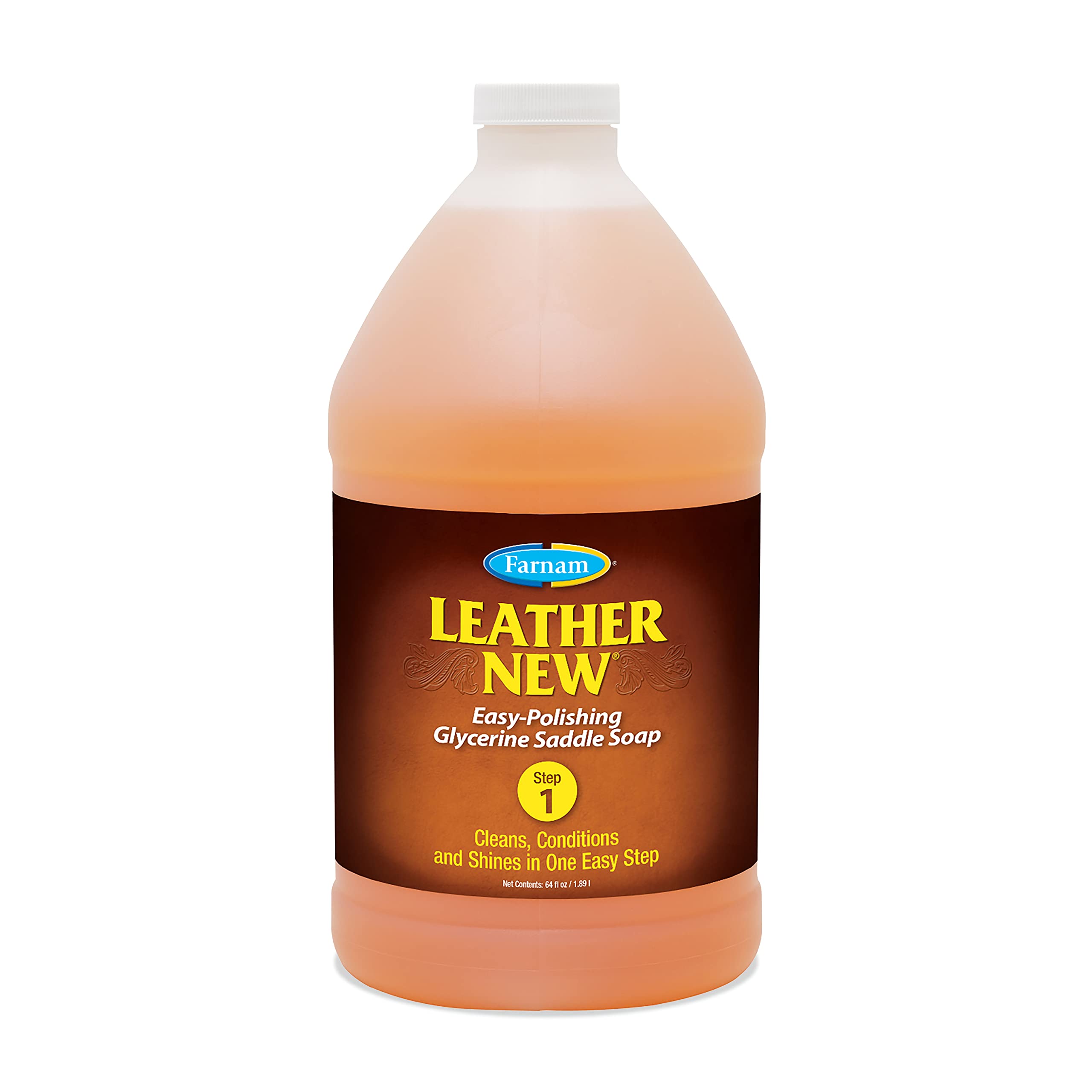 Farnam Leather New Easy-Polishing Glycerine Saddle Soap And Leather Saddle Cleaner, Protects And Preserves Leather, Cleans, Conditions And Polishes, 64 Oz.