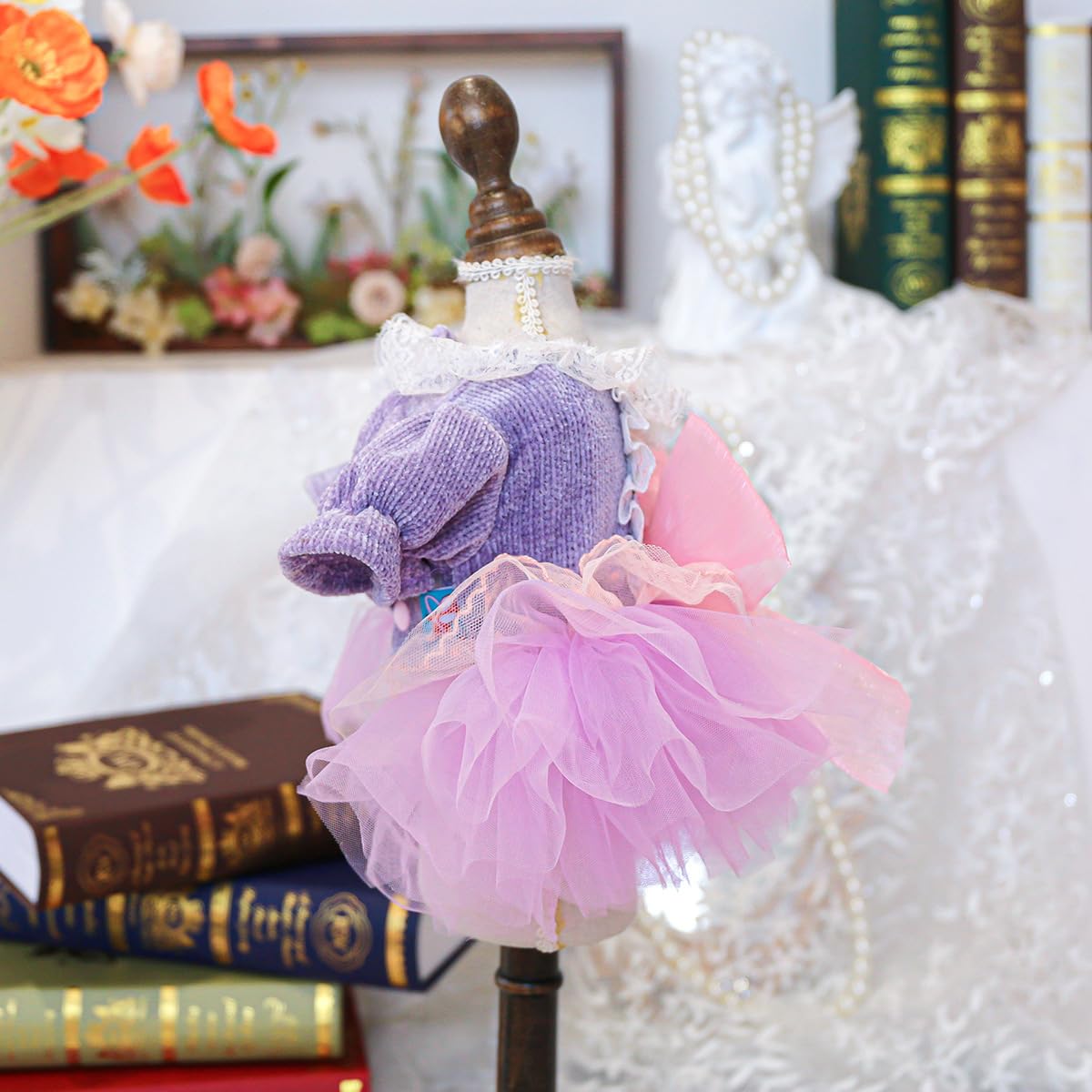 Marupet Fashion Sweet Puppy Dog Blingbling Princess Skirt Pet Dog Lace Cake Camisole Tutu Dress K-Purple L