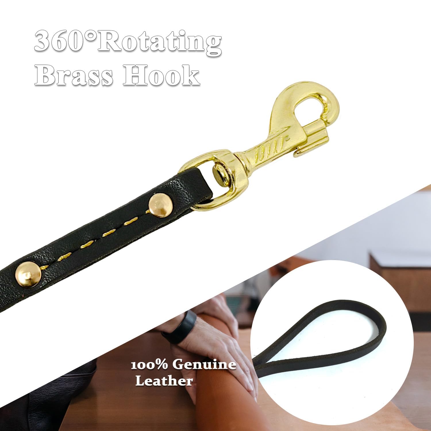 Heavy Duty Leather Dog Leash 6 Ft X 3/4 Inch, Genuine Leather Dog Training Leash, Soft And Strong Leashes For Medium And Large D