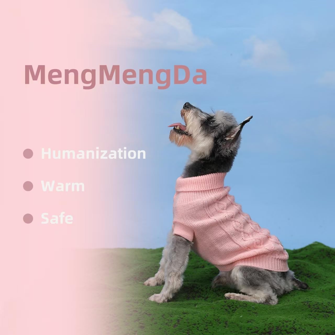 MengMengDa,Dog Pullover Sweater, Cable Knitwear, Classic Turtleneck Warm and Soft Clothes for Chihuahua, Bulldog, Dachshund, Pug