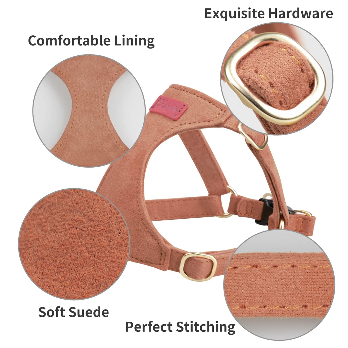 Puppytie No Pull Xxs Puppy Harness With Multifunction Dog Leash,Soft Adjustable No Choke Escape Proof Pet Harness Vest,Brown Car