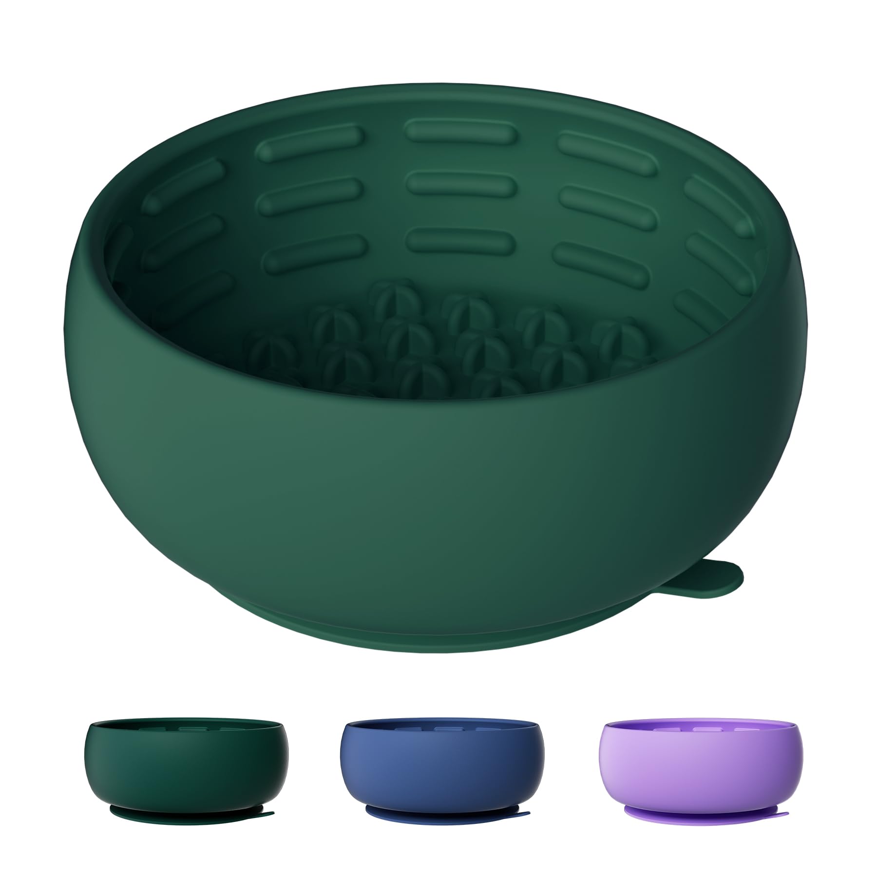 Deep Green Slow Feeder Dog Bowl for Large Breed & Puppies - Prevents Bloat & Improves Digestion - Non-Slip Dog Puzzle Toy with S