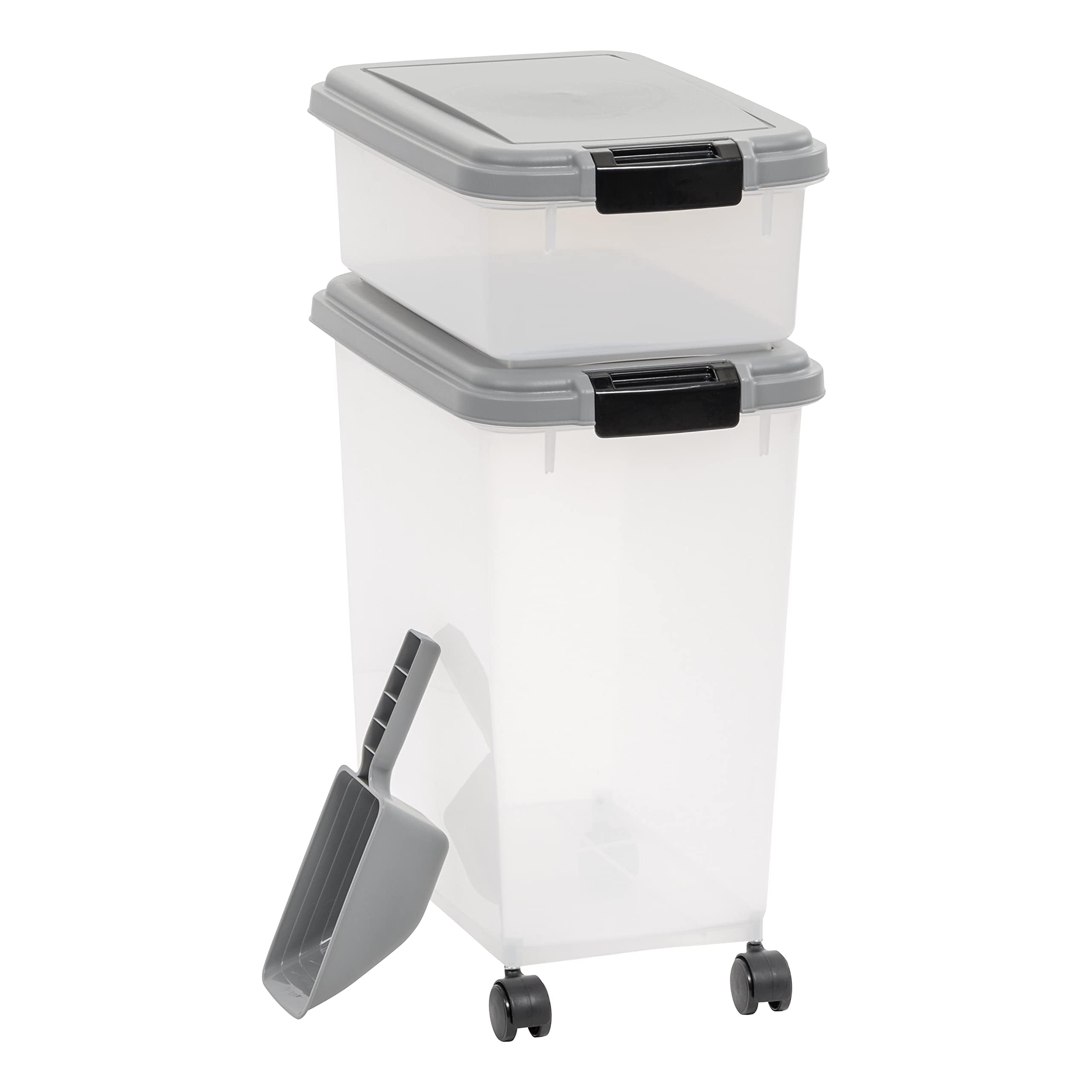 Amazon Basics 3-Piece Airtight Dog Food Storage Container Combo with Scoop, 33 QT + 12 QT