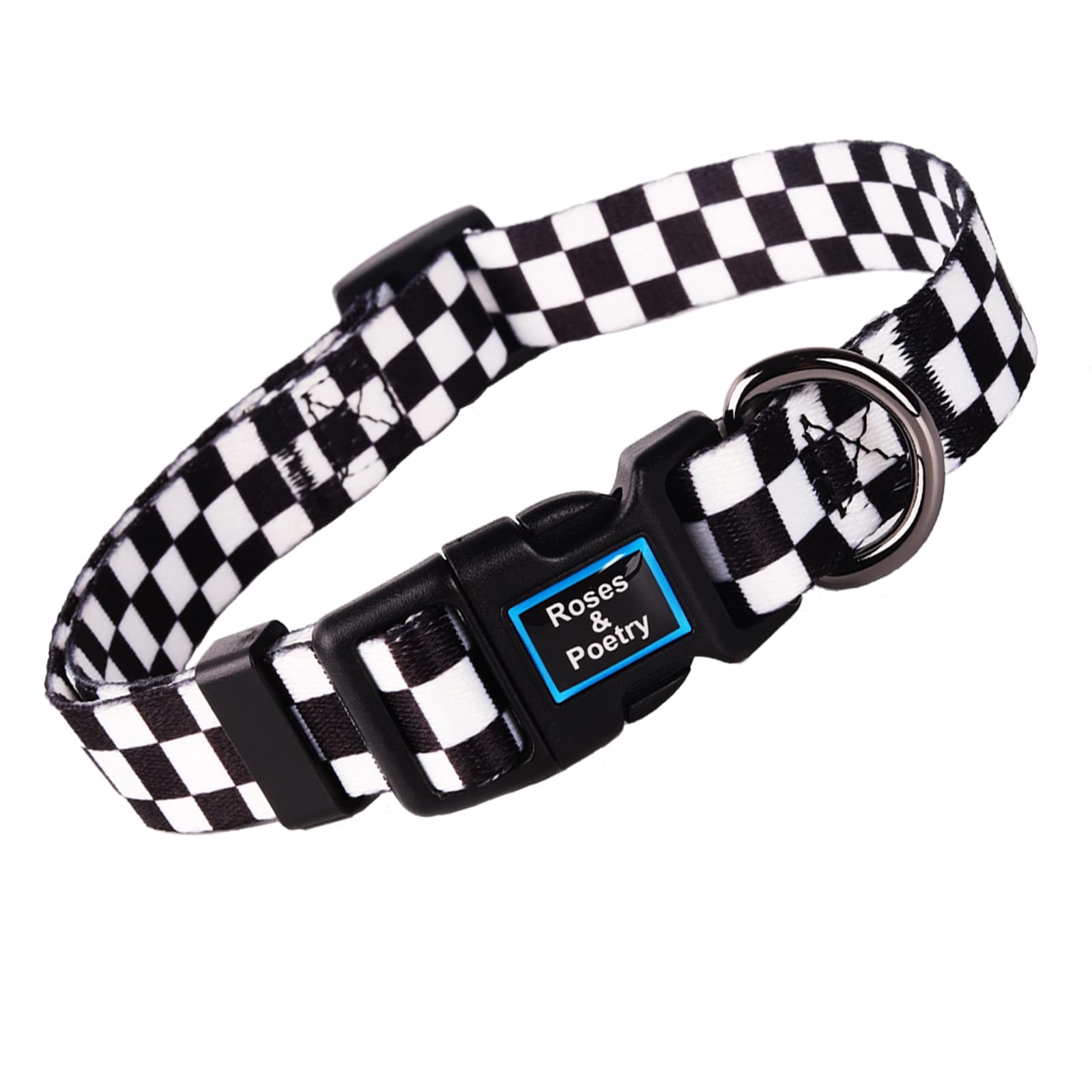 Roses&Poetry Dog Collar And Leash For Extra Small,Adjustable Durable 5Ft Puppy Leash Collar For Dog Training Lead(Black & White-