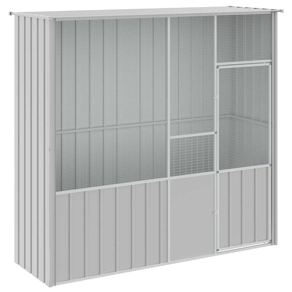 vidaXL Bird Cage, Bird House with Hinged Door and Lockable Latch, Bird Aviary for Chicken Duck Rabbit, Parrot Cage, Grey Galvanised Steel