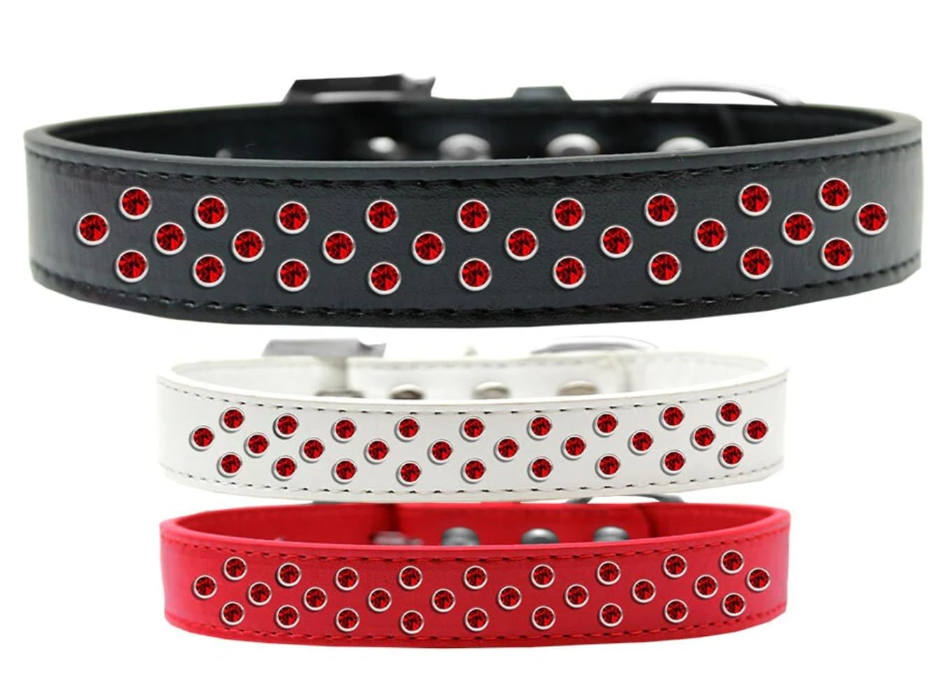 Dog, Puppy & Pet Fashion Collar, Red Crystal Rimsets Sprinkles Red 12