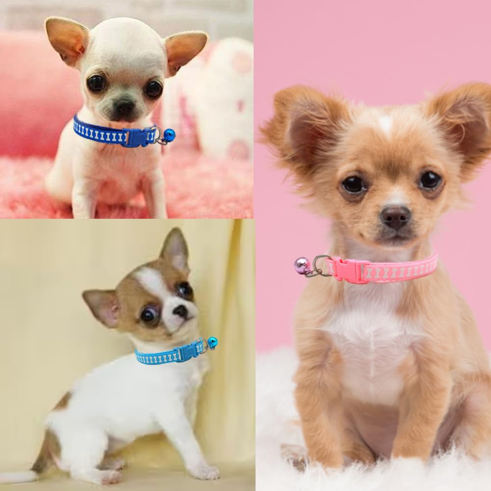 Blue Xxs Dog Collar With Bell, 2-Pack Basic & Bone Cat Collars With Bells Puppy Collar Boy For Xxs Xs Small Tiny Pet Dogs Male K