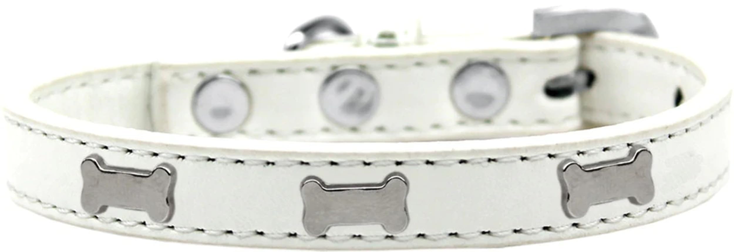 Dog, Puppy & Pet Widget Fashion Collar, Silver Bone Light Pink 18