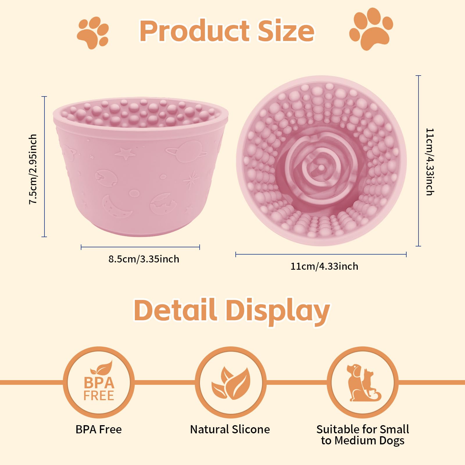 Dog Lick Bowl,Anxiety Relief Non-Slip Silicone Treat Bowl,Durable Long-Lasting Enrichment Slow Feeder Licking Mat for Small Medi
