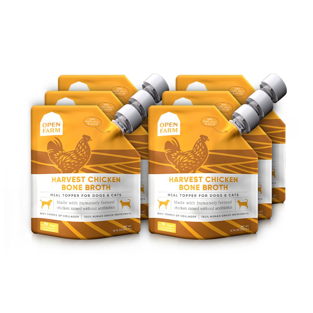 Open Farm Bone Broth, Food Topper for Both Dogs and Cats with Responsibly Sourced Meat and Superfoods Without Artificial Flavors