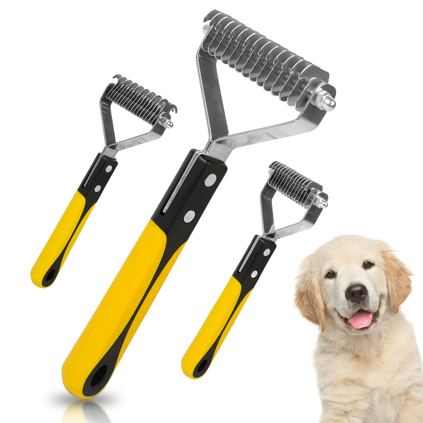 BAUZA Pet Deshedding Tool and Grooming Brush, Dog Rake Brush, Pet Undercoat Brush, Undercoat Rake for Cats, Pawspamper Undercoat