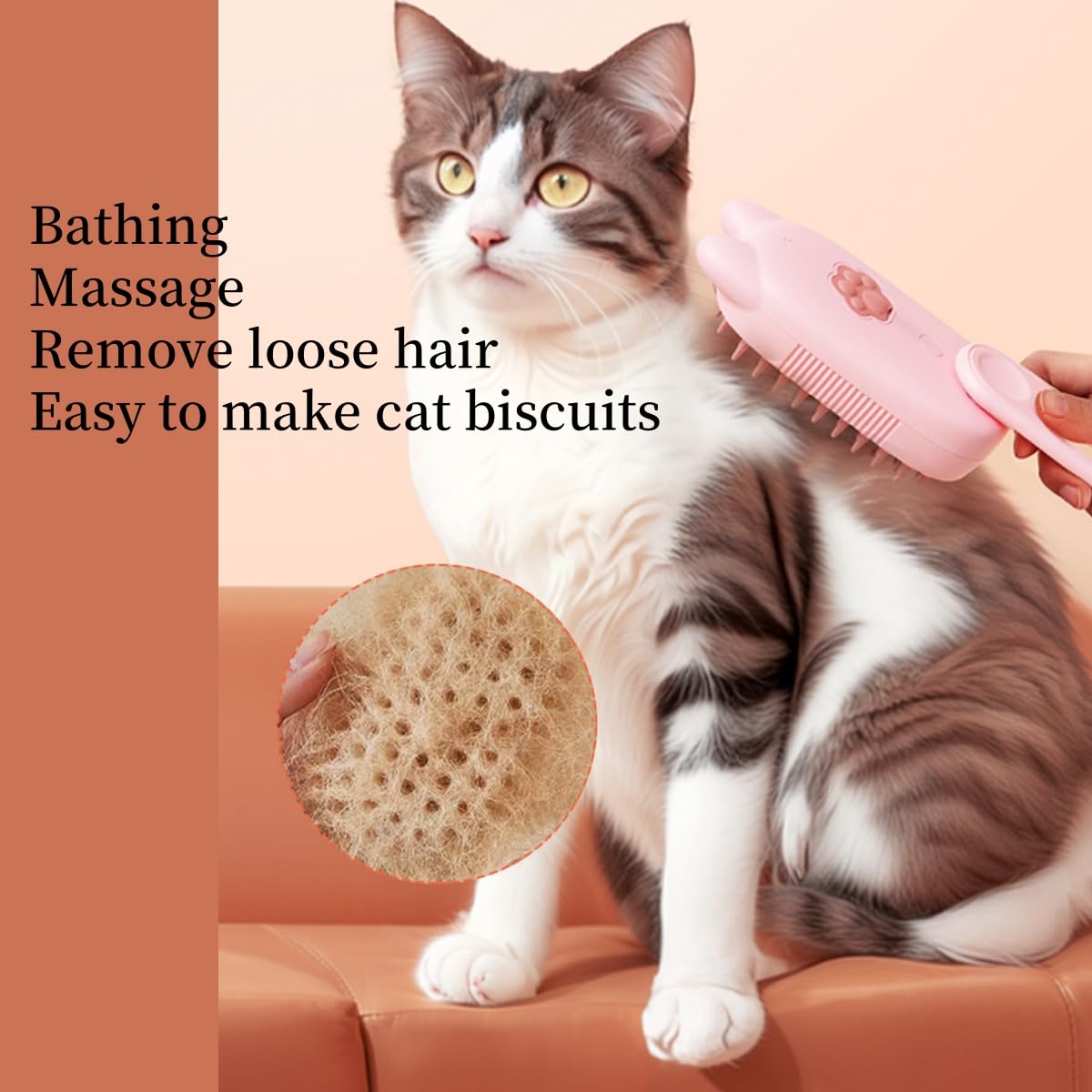 Cat Steam Brush, 3 In 1 Steamy Pet Brushes With Silicone Bristles, Steamy Brush For Shedding, Massage, Grooming, Cleaning, Pet H