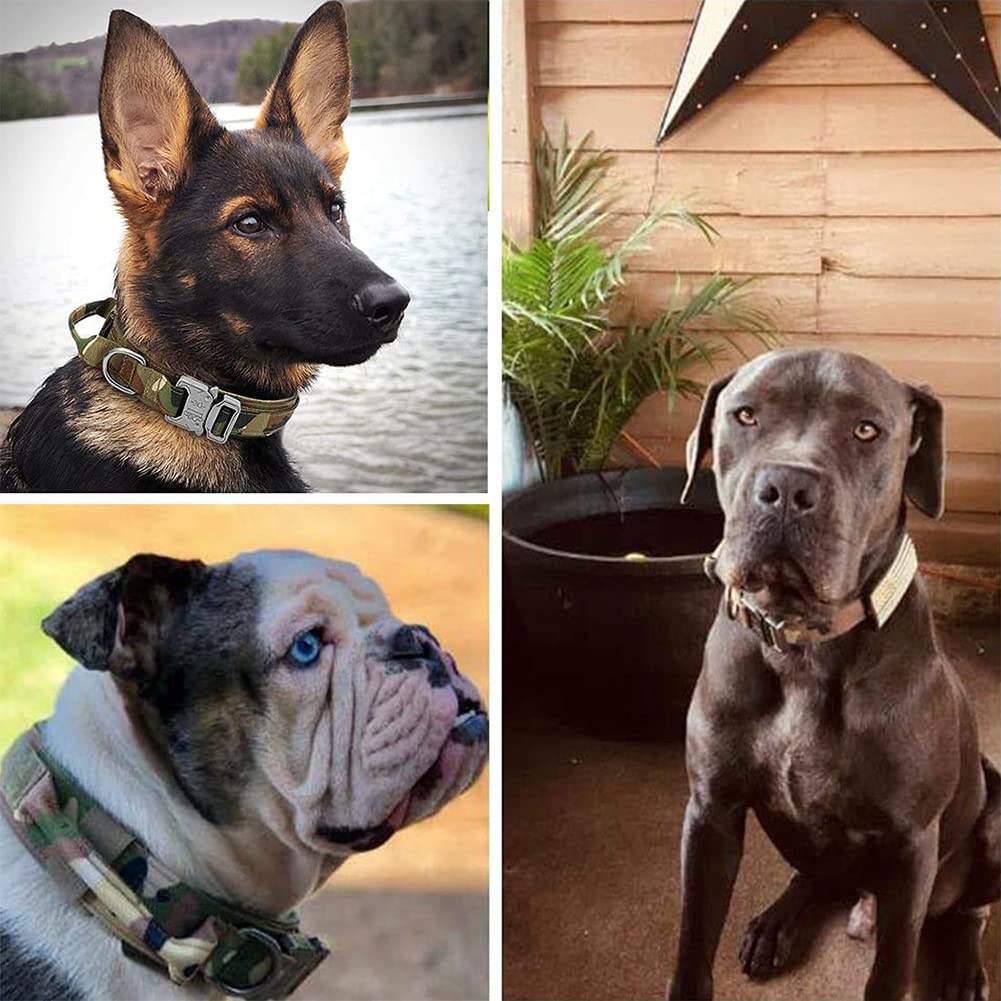 Tactical Dog Collar Military Dog Collar Adjustable Nylon Dog Collar Heavy Duty Metal Buckle With Handle For Dog Training (Camo,Xxl)