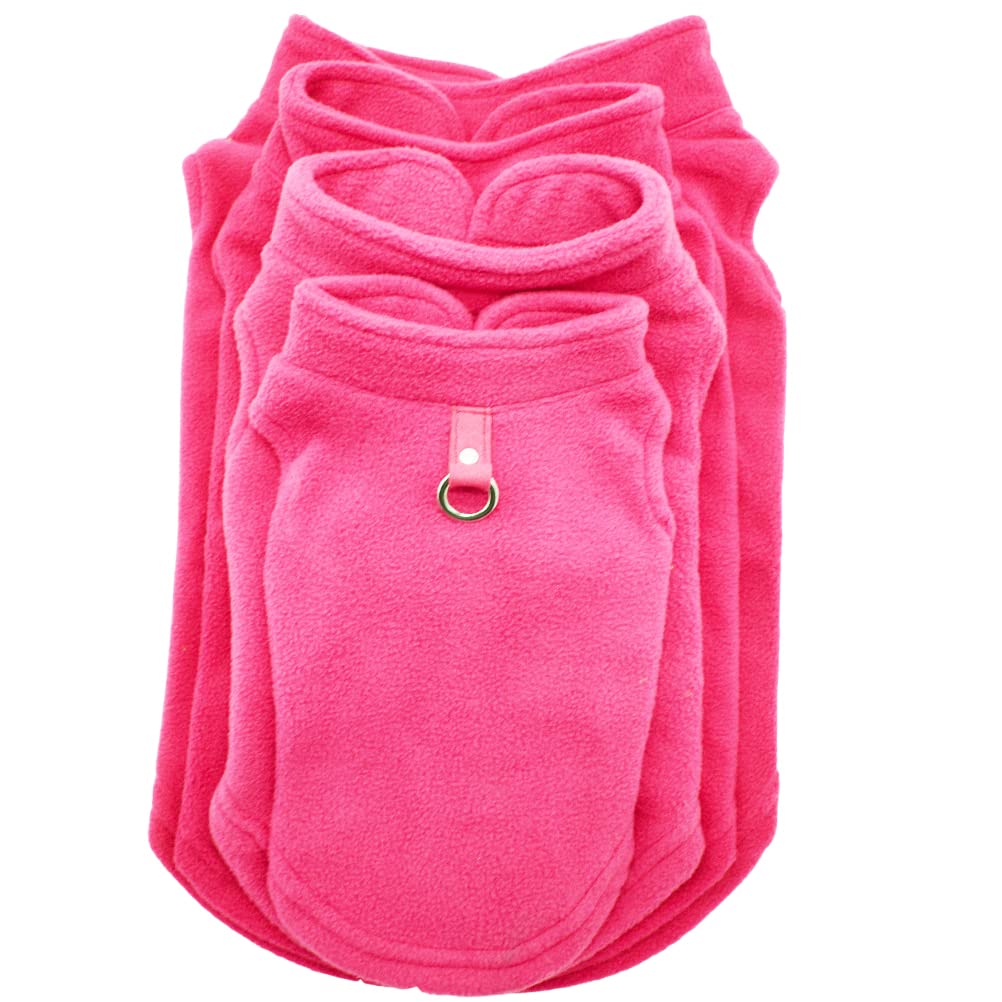 Dog Fleece Vest Soft Winter Jacket Sweater With D-Ring Leash Cold Weather Coat Hoodie For Small Medium Large Dogs Dark Pink Medi