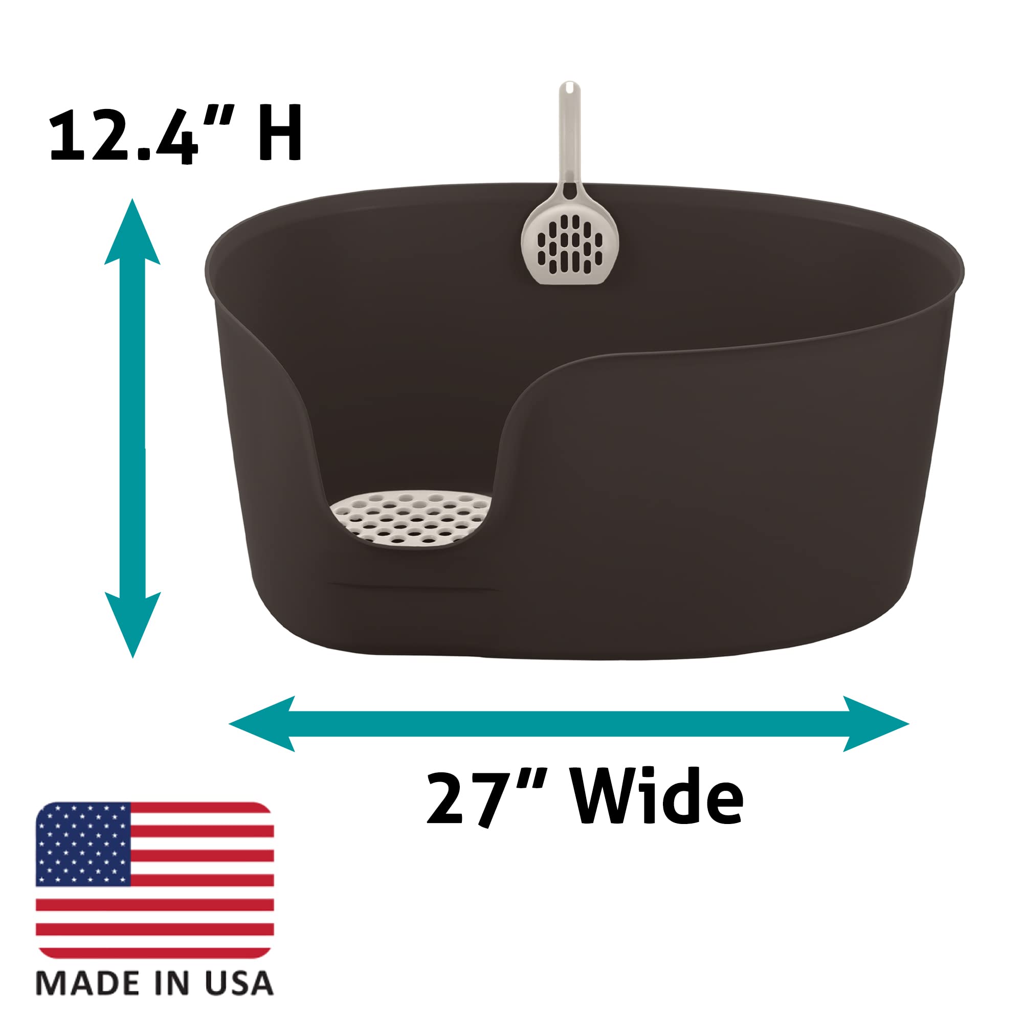 Richell Paw Trax High Wall Cat Litter Box - Extra Large, Brown, Plastic, Wide - Model G0803840600375