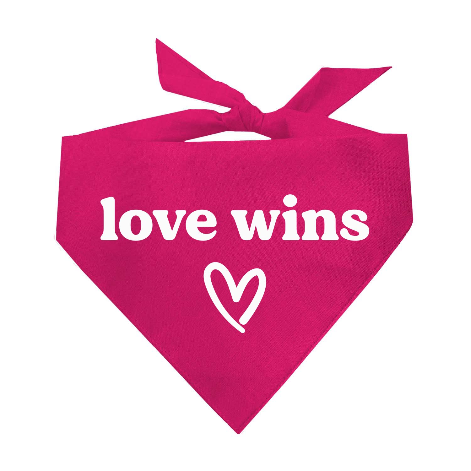Love Wins Dog Bandana | 100% Cotton Adjustable Triangle | Made In Usa | Pride Day | Lgbtq+ | Rainbow | Parade |Hot Pink, One Siz